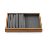Oirlv Bandejas De Madera Maciza Multifuncionales Para Joyas, Apilables, Organizador De Joyas(Gris Oscuro)