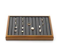 Oirlv Bandejas De Madera Maciza Para Anillos, Apilables, Organizador De Joyas, Joyero(Gris Oscuro)