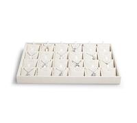 Oirlv Beige Lino 24 Rejillas Pendientes Collar Organizador Expositor Joyería Bandeja de Almacenamiento