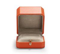 Oirlv Caja de anillo de cuero de lujo para regalo de joyería Octágono mujeres anillo titular para el día de la boda, propuesta, compromiso, aniversario