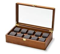 Oirlv Caja Para Relojes De Madera Maciza Organizador Con Tapa 10 Relojes De Almacenamiento Caja De Reloj Con Cojines Extraíbles Reloj(Gris Oscuro)