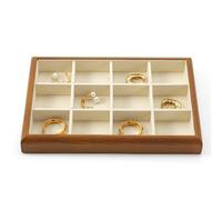 Oirlv Madera Maciza 12 Rejillas,De Rejilla Para Joyas, Apilables, Organizador De Joyas, Joyero (Blanco Crema)