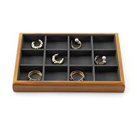 Oirlv Madera Maciza 12 Rejillas,De Rejilla Para Joyas, Apilables, Organizador De Joyas, Joyero(Gris Oscuro)