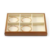 Oirlv Madera Maciza 6 Rejillas,Apilables, Organizador De Joyas, Joyero(Blanco Crema)