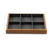 Oirlv Madera Maciza 6 Rejillas,Apilables, Organizador De Joyas, Joyero(Gris Oscuro)