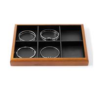 Oirlv Madera Maciza 6 Rejillas,Apilables, Organizador De Joyas, Joyero(Negra)