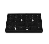 Oirlv Negro Microfibra 24 Cuadrícula Pendientes Collar Organizador Expositor Joyería Bandeja de Almacenamiento