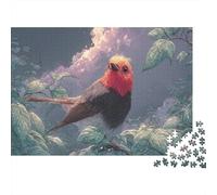 Oiseau à cheveux Rouges perché Sur Les feuilles Picture Puzzle 1000pcs Puzzles Faune Sauvage for Teenagers Jeu Éducatif Défi Pour Adulte 52x38cm/1000pcs
