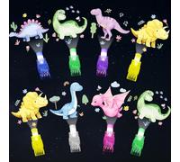 Oitnlaughter 36 luces LED de dinosaurio rosa para dedos, dinosaurios rosados que brillan en la oscuridad, luces de dedo iluminadas en acuarela, regalos de fiesta de dinosaurios a granel para bolsas de