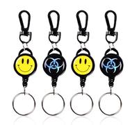 OIUAVYR 4 PCS llaveros Extensibles Retráctil, Cordón Extensible con cuerda de acero extensible, Llavero Retráctil, Mosquetón para Soporte de Tarjeta ID, Llavero Retractil Cable Acero