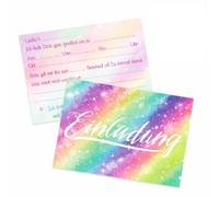 OIUAVYR 50 Tarjetas De Invitación Arco Iris, Tarjetas De Invitación Con Purpurina Para Fiestas Infantiles, Invitaciones De Cumpleaños Para Niños Y Niñas, Tarjetas Divertidas Para Fiestas Temáticas