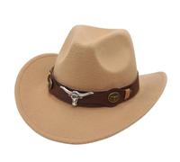oiujhgCDS Sombreros Vaqueros, Sombrero de Vaquero, Sombrero, Mujer, ala enrollada, Gorra Vaquera, Sombreros Fedora Jazz, Fieltro(Beige)