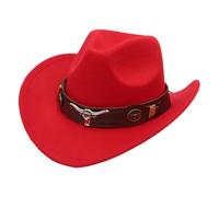 oiujhgCDS Sombreros Vaqueros, Sombrero de Vaquero, Sombrero, Mujer, ala enrollada, Gorra Vaquera, Sombreros Fedora Jazz, Fieltro(Red)