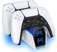 OIVO Cargador Mando PS5, 2H Rápido Base de Carga para PlayStation 5 DualSense, Estación de Carga Mando PS5 con 2 Tipos de Cable, Cargador PS5 para Mando PS5