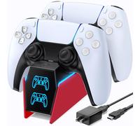 OIVO Cargador Mando PS5 con EU-Adaptador, 2H Rápido Base Carga Mando PS5, Accesorios PS5 para Estación de Carga PS5, Rojo