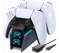 OIVO Cargador Mando PS5 con EU-Adaptador, 2H Rápido Base Carga Mando PS5, Accesorios PS5 para Estación de Carga PS5, Gris