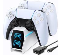 OIVO Cargador Mando PS5 con EU-Adaptador, 2H Rápido Base Carga Mando PS5, Accesorios PS5 para Estación de Carga PS5, Blanco