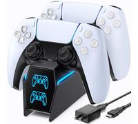 OIVO Cargador Mando PS5 con EU-Adaptador, 2H Rápido Base Carga Mando PS5, Accesorios PS5 para Estación de Carga PS5, Negro