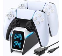 OIVO Cargador Mando PS5 con EU-Adaptador, 2H Rápido Base Carga Mando PS5, Accesorios PS5 para Estación de Carga PS5, Negro & Blanco