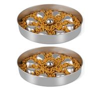 Oiwliur Paquete de 2 Cuencos de alimentación Lenta para Perros, Cuencos de Metal de Acero Inoxidable con diseño de Doble Cara, 5 Tazas de Gran Capacidad para Alimentos Secos, húmedos y crudos