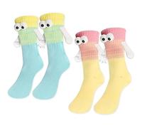 OIXEYA 2 pares calcetines magnéticos divertidos para pareja, calcetines mano en la mano para mujeres hombres, par unisex divertido con las manos