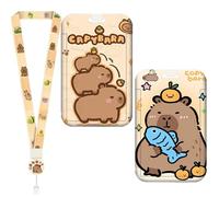 OIXEYA 2 pcs Capybara Porta Tarjetas Identificativas, Capyebara Lanyard con Tarjetero, ID Card Badges Holder Extensible con Cordones de Insignia, para Tarjeta de Identificación, Oficina