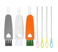 OIXEYA 3 Pcs Cepillo de Limpieza 3 en 1 para Tapa de Vasos, Cepillo de Limpieza Multifuncional, con 4 Cepillo Limpia Pajitas