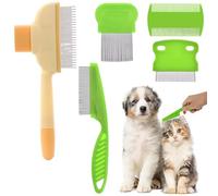OIXEYA 5 piezas Peine antipulgas para gatos y perros, juego de peines quitamanchas para mascotas, peine antipulgas para gatos de dientes finos,herramienta de limpieza para piojos/costras/sudor