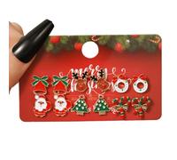 OIXEYA 6 Pares Pendientes Navidad Para Mujeres, Pendientes Navideños, Navidad Arcos Nieve Sombrero Alce Navidad Regalos Navidad