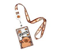 OIXEYA Capybara Porta Tarjetas Identificativas, Capyebara Lanyard con Tarjetero, ID Card Badges Holder Extensible con Cordones de Insignia, para Tarjeta de Identificación, Oficina