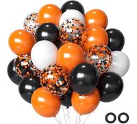 OIXEYA Globos de Halloween, 50 Unidades Negros Naranjas Blancos Globos Globos de Confeti Globos de Látex para Decoración de Fiesta de Carnaval de Halloween