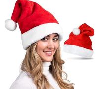 OIXEYA Gorro de Navidad Rojo Adulto I Gorro de Papá Noel, Accesorio para Disfraces de Fiesta de Navidad,Gorro de Papá Noel, Gorro de Peluche para Navidad, Carnaval, Fasching (40 cm x 30 cm)