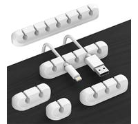 OIXEYA Organizador Cables, Clips 5 Piezas Organizador, Organizador Cables Escritorio, Sujeta Cables Adhesivo, Soporte para Cable, Cable Management, Accesorios Escritorio Oficina