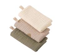 OIXEYA Pack de 3 Muselinas Bebé Algodón de 4 Capas, Gasas para Bebes Suaves y Absorbentes, Toallas Recién Nacido 25x25 cm, Salvababas para Lactancia, Alimentación y Limpieza, Color Bruma