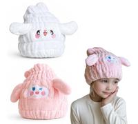 OIXEYA Toalla De Microfibra para El Pelo para Niños, 2 Piezas De Turbantes De Algodón con Motivos De Animales para Niñas, Toalla para La Cabeza, Toalla De Secado Rápido para El Pelo