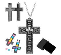 OIXYAZ Collar de thanos 2, Collar de cruz con compartimento secreto,collares con diseño de metal 3D, cruz antigua