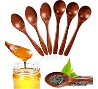 OIXYAZ Juego de 6 Cucharas de Madera,Wooden Spoon,Cuchara Madera Cocina,para Miel, Postre, Sopa, Mezclar y Remover - para Chocolate Caliente, Café y Té