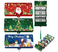 OIXYAZ Lote de 3 Tarjeteros Navideños con Compartimento para Dinero - Sorpresa de Navidad Portal dinero en Rojo, Azul y Verde, Regalo de dinero Navideño para Familiares y Amigos