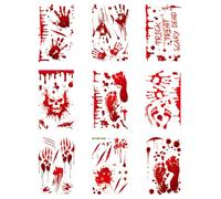 OIXYEEY 9 Piezas Pegatinas de Halloween para Ventanas - Decoración Terrorífica con Huellas de Sangre y Manos, para Cristales y Espejos, Ambiente de Miedo Perfecto para Fiestas de Halloween