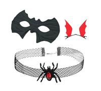 OIXYEEY Pack de 3 Máscaras Góticas de Murciélago con Collar de Encaje y Horquillas, Disfraz Halloween para Adultos, Accesorios Cosplay de Vampiro, Fiesta Nocturna, Carnaval, Teatro y Eventos Temáticos