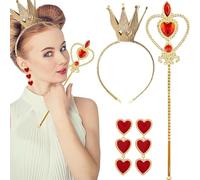 OIXYEY 1 Juego Incluye Aretes En Forma De Corazón Y Un Cetro, Diadema Princesa Bebe Dorada, Accesorios Con Temática Carnaval, Tiara Coronas Princesas Niñas Cumpleaños Fiesta Decoracion