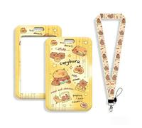 OIXYEY 1 Pieza Capybara Porta Tarjetas Colgante, Capibara Porta Tarjetas Identificativas, Id Card Badges Holder Extensible Con Lanyard(D)