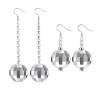 OIXYEY 2 Pares Pendientes De Bola De Discoteca Para Mujer, De Pendientes De Mujer, 70s Mirrorball Earrings Silver Disco Accessories Vintage Earrings Para Dance Parties
