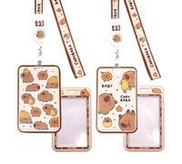 OIXYEY 2 Piezas Capybara Porta Tarjetas Colgante, Capibara Porta Tarjetas Identificativas, Id Card Badges Holder Extensible Con Lanyard(B)