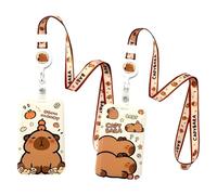 OIXYEY 2 Piezas Capybara Porta Tarjetas Colgante, Capibara Porta Tarjetas Identificativas, Id Card Badges Holder Extensible Con Lanyard(A)