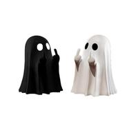 OIXYEY 2 piezas de accesorios de decoración de interiores fantasmas para Halloween, decoraciones terroríficas para Halloween, accesorios fantasmas, decoraciones de terror (negro, blanco)