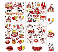 OIXYEY 4 Hojas De Tatuajes Faciales Para El Carnaval De Colonia, Pegatinas Cara Para Disfraces De Carnaval De Colonia Y Mardi Gras (B)