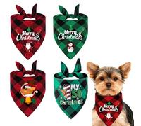 OIXYEY 4 Pañuelos Navideños Para Perros, Bufanda Para Mascotas, Trajes A Cuadros De Papá Noel, Baberos Triangulares Para Perros, Disfraces Para Animales, Pajaritas Para Perros Pequeños Medianos Gatos