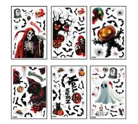 OIXYEY 6 piezas decoración de Halloween para ventanas interiores, imágenes de Halloween para ventanas de 20 x 30 cm para fiestas de Halloween murciélagos, calabazas, brujas