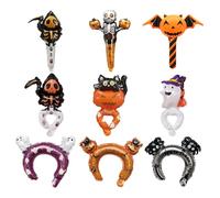 OIXYEY 9 piezas de decoración de Halloween Decoración de Halloween, globos de Halloween para llevar en la muñeca, globos de aluminio, con fantasmas, murciélagos, esqueletos, gatos, calabazas y brujas